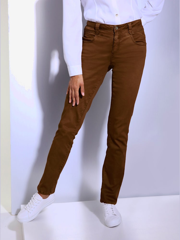 Jean mélange coton et lyocell de qualité, couleur marron, taille 50, marque CREATION L PREMIUM - helline