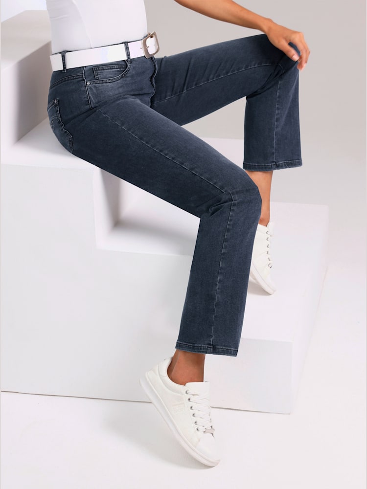 Jean 5 poches mélange coton et lyocell de qualité, couleur bleu, taille 42, marque Ascari - helline