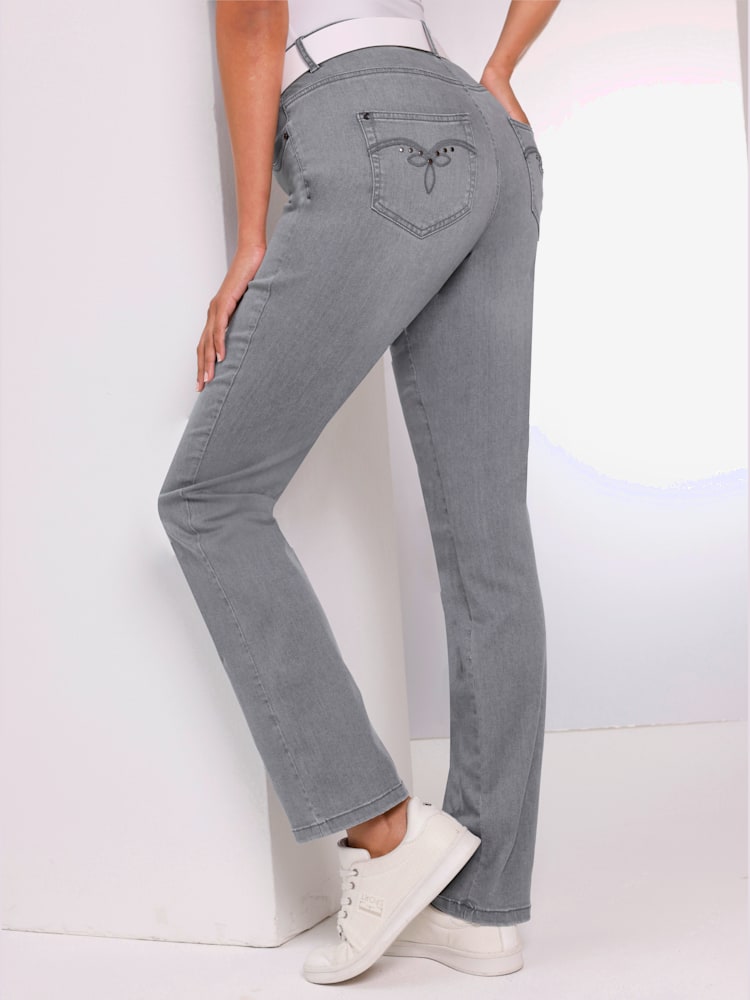 Jean 5 poches mélange coton et lyocell de qualité, couleur gris, taille 50, marque Ascari - helline