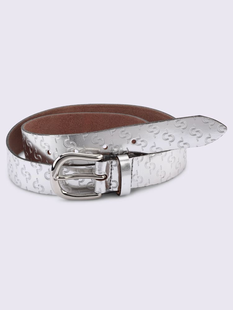 Ceinture cuir vachette, couleur couleur argent, taille 75 - helline