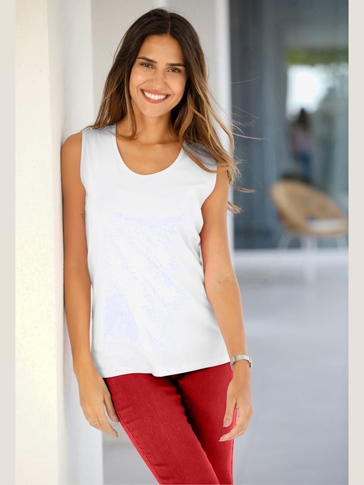 Débardeur bretelles larges avec encolure ronde, couleur blanc, taille 42 - helline