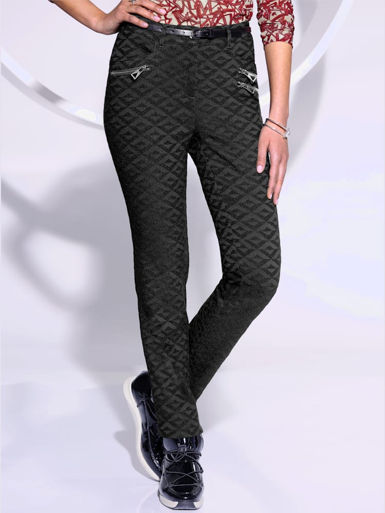 Pantalon en jersey qualité viscose extensible souple, couleur noir, taille 46, marque Creation L - helline