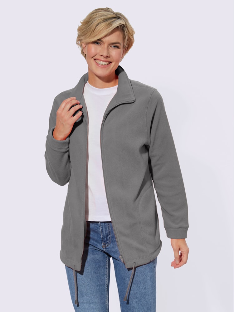 Veste polaire traitement contre les bouloches, couleur gris, taille 52, marque Collection L - helline