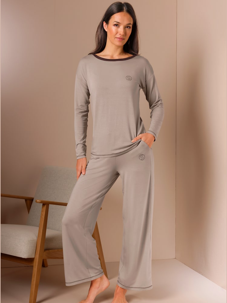 Tenue détente en lyocell jersey fin, couleur marron, taille 19/20, marque CREATION L PREMIUM - helline