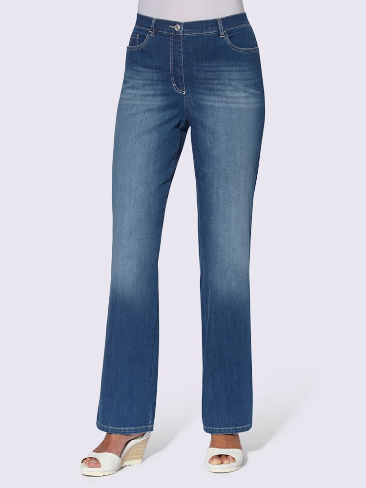 Jean droit qualité coton, couleur bleu, taille 44, marque Cosma - helline