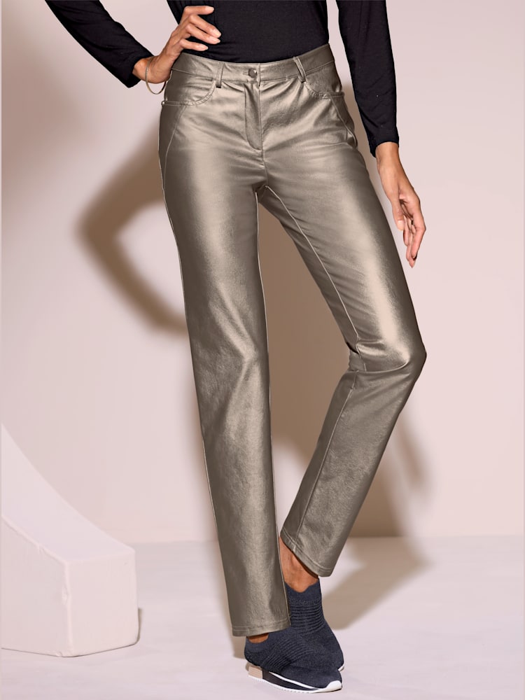 Pantalon coupe 4 poches, couleur couleur or, taille 42, marque Creation L - Witt