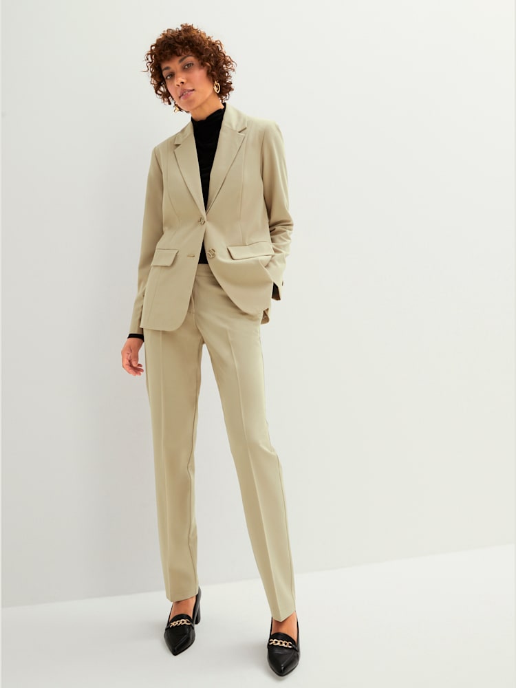 Tailleur pantalon polyester recyclé, couleur marron, taille 46 - helline