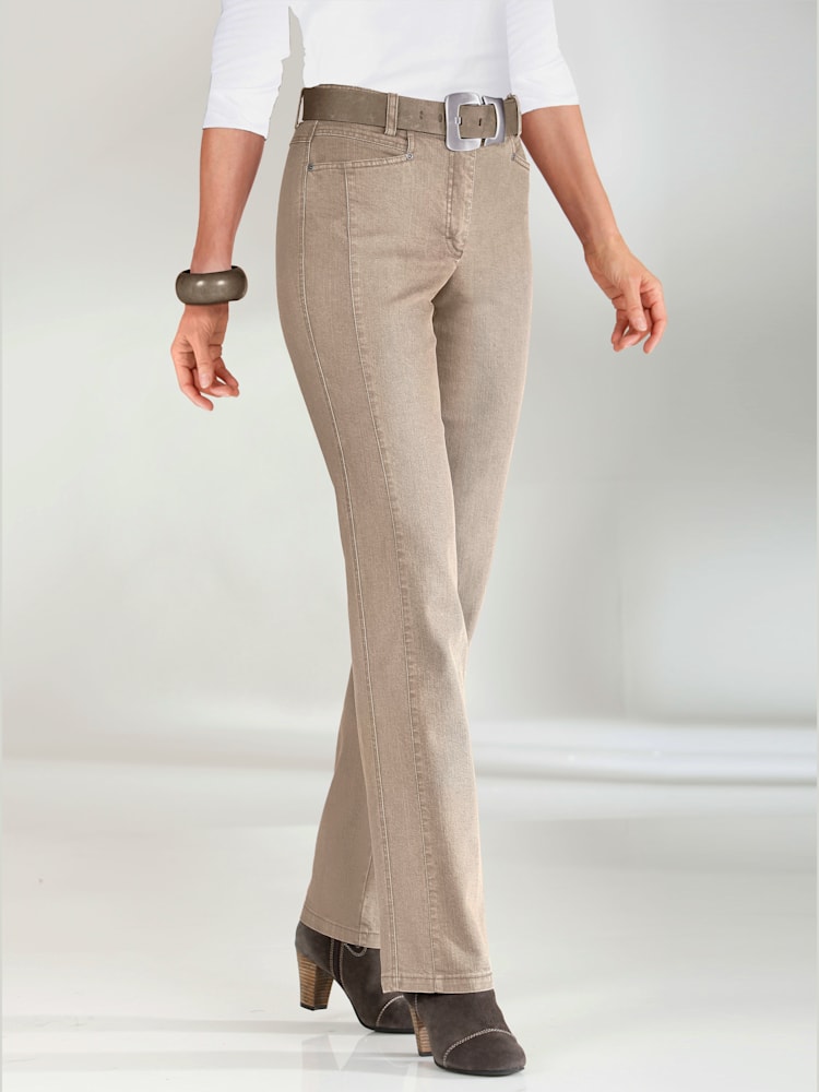 Jean droit effet ventre plat, couleur couleur ivoire, taille 50, marque Cosma - helline