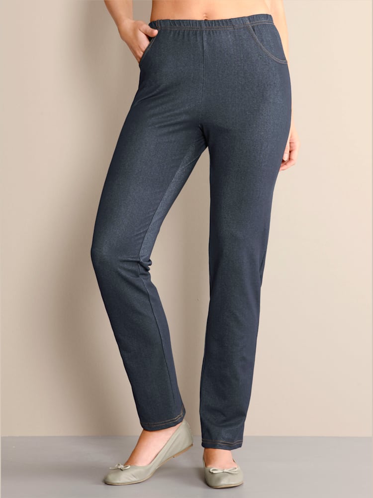 Pantalon de loisirs imitation jean, couleur bleu, taille 52 - helline