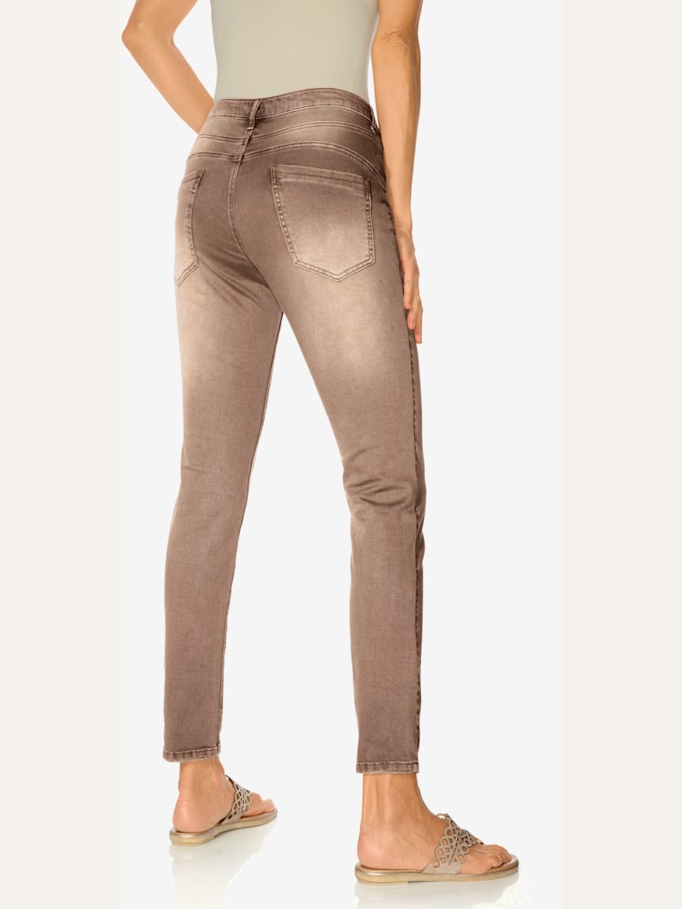 Pantalon boyfriend coupe droite, couleur marron, taille 42, marque Linea Tesini - helline