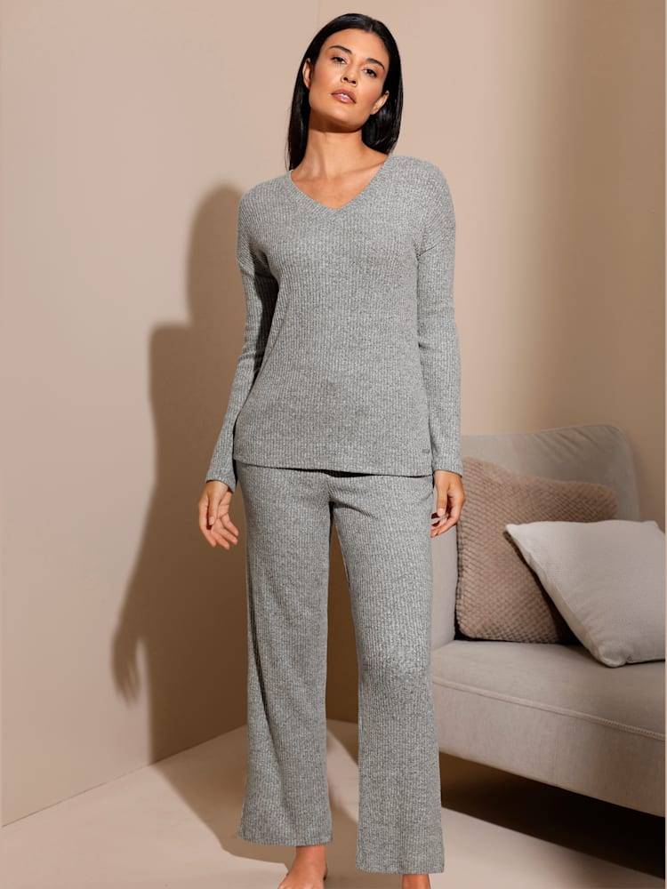 Pantalon tricot fin très doux, couleur gris, taille 50/52, marque feel good - helline