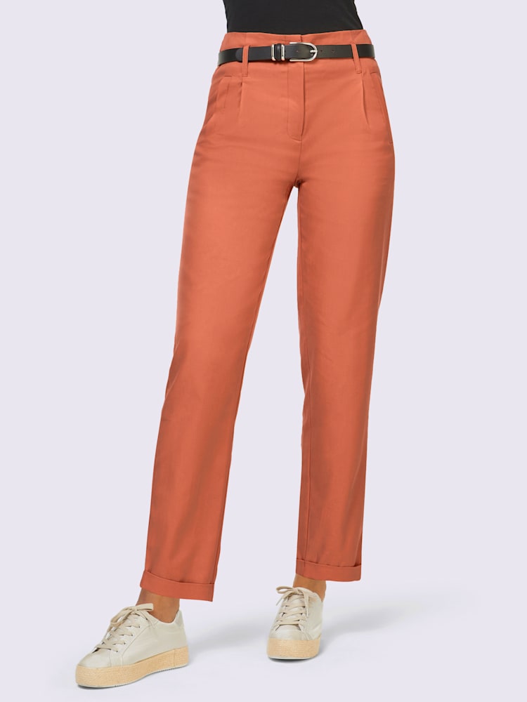Pantalon qualité lyocell estivale, couleur orange, taille 52, marque Creation L - Witt