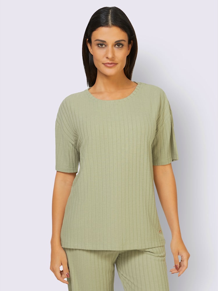 T-shirt qualité côtelée confortable, couleur vert, taille 50/52, marque feel good - helline