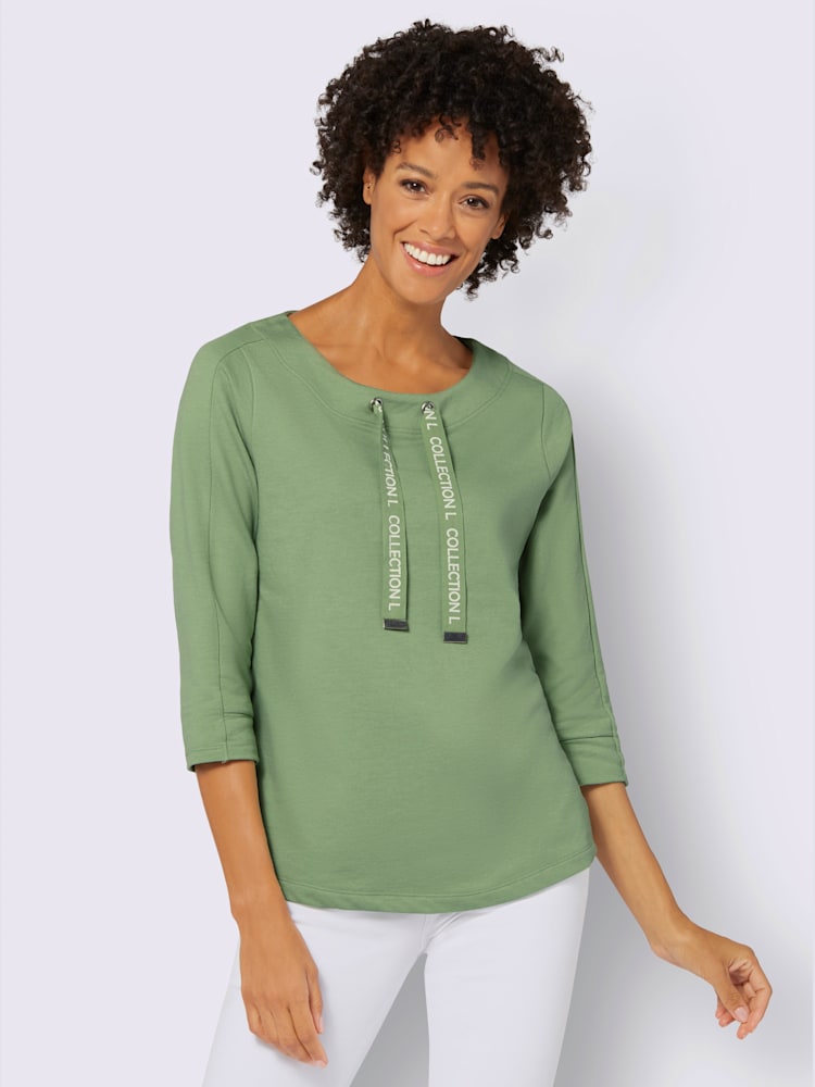 Sweatshirt avec coton, couleur vert, taille 44, marque Collection L - helline