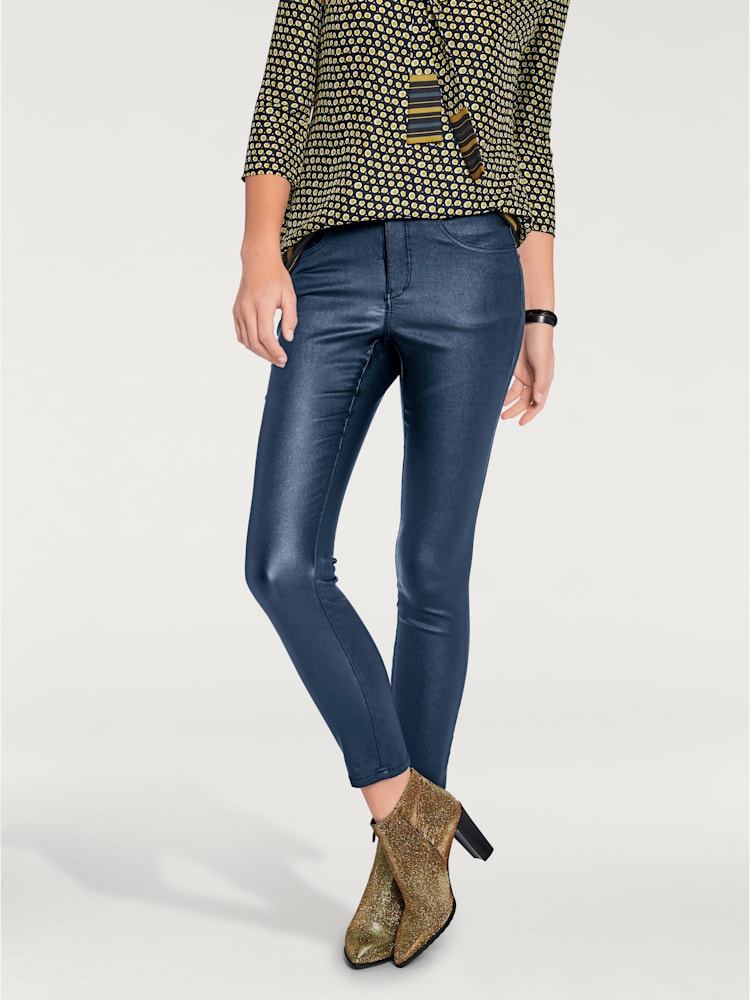 Pantalon effet ventre plat coupe skinny tendance, couleur bleu, taille 36 - Witt