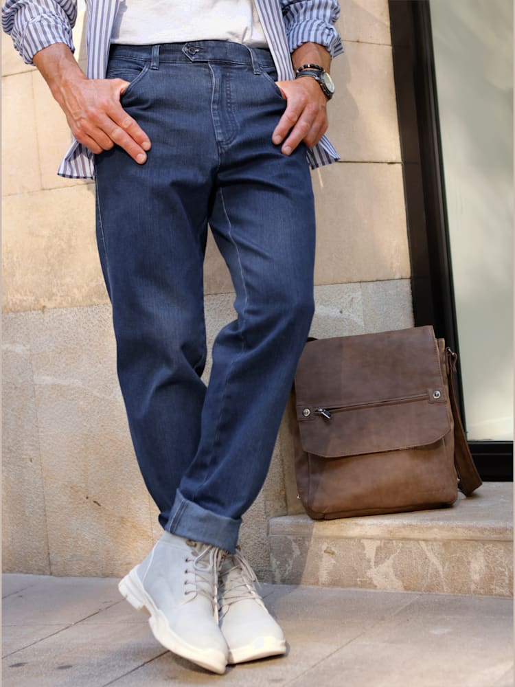 Jean marque brühl 5 poches coupe coupe swing-pocket, couleur bleu, taille 48, marque Brühl - Witt