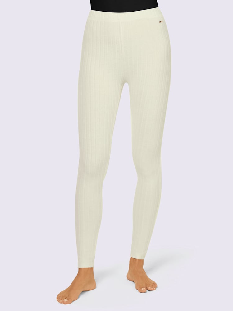 Legging qualité côtelée confortable, couleur couleur ivoire, taille 46/48, marque feel good - helline