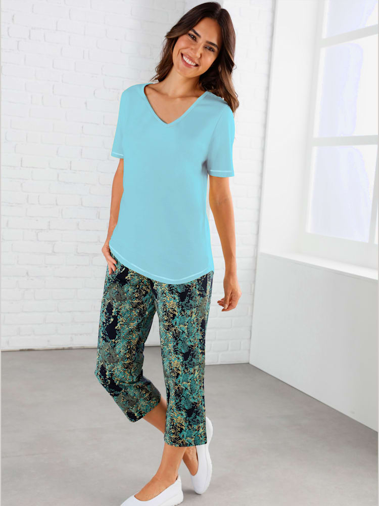 T-shirt à manches courtes fentes sur les côtés, couleur bleu, taille 44 - Witt