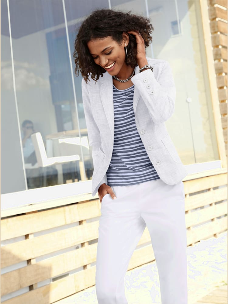 Blazer femme avec col à revers, couleur blanc, taille 50 - helline