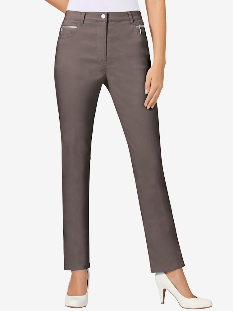 Pantalon confortable avec poches zippées, couleur gris, taille 48, marque Stehmann Comfort line - helline