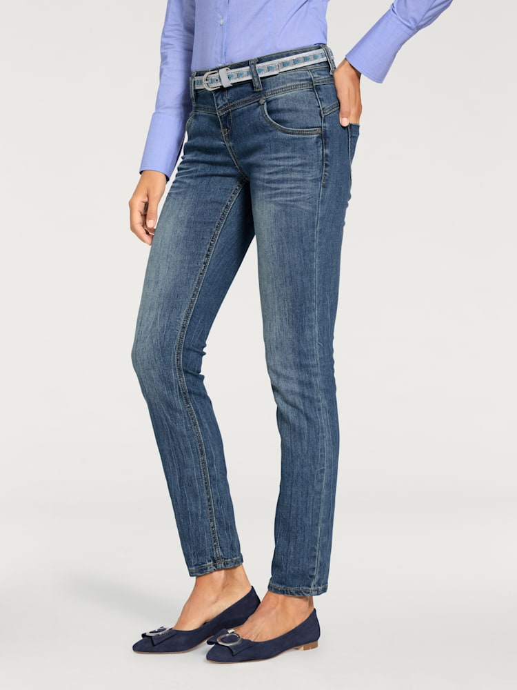 Jean skinny coupe skinny tendance, couleur bleu, taille 40, marque Linea Tesini - helline