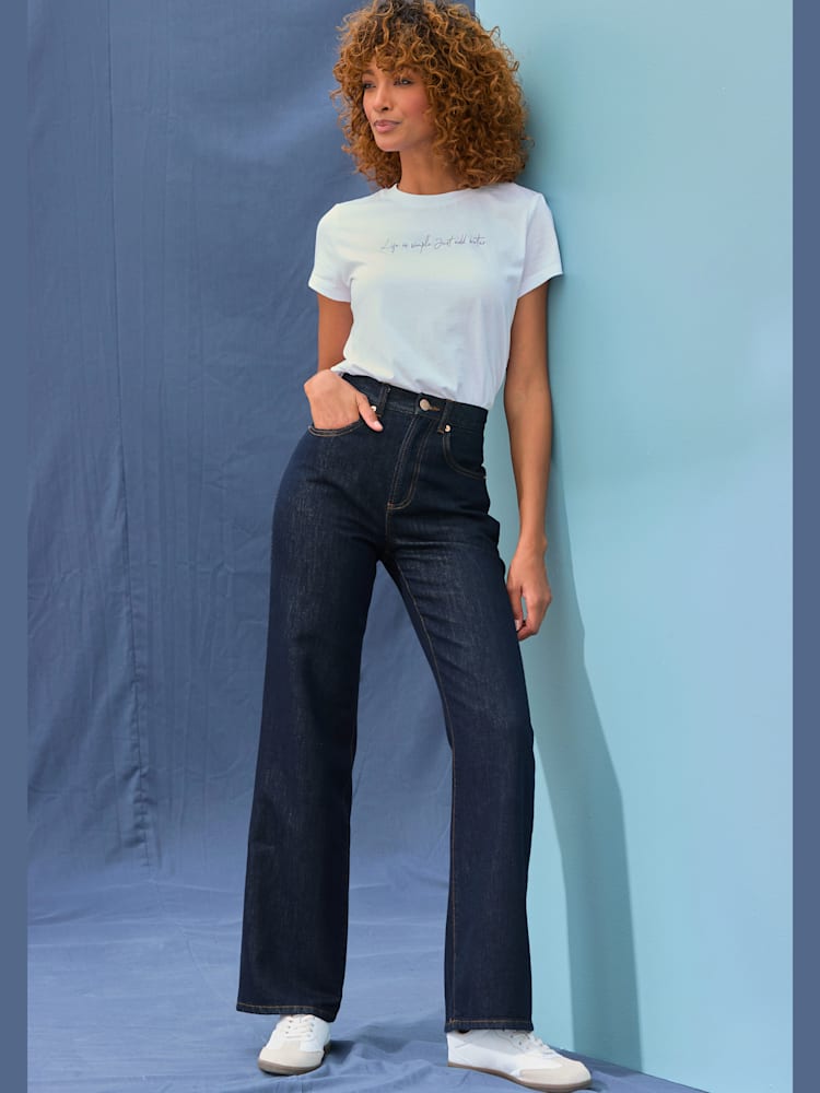 Jean large tendance, couleur bleu, taille 40, marque LASCANA - helline