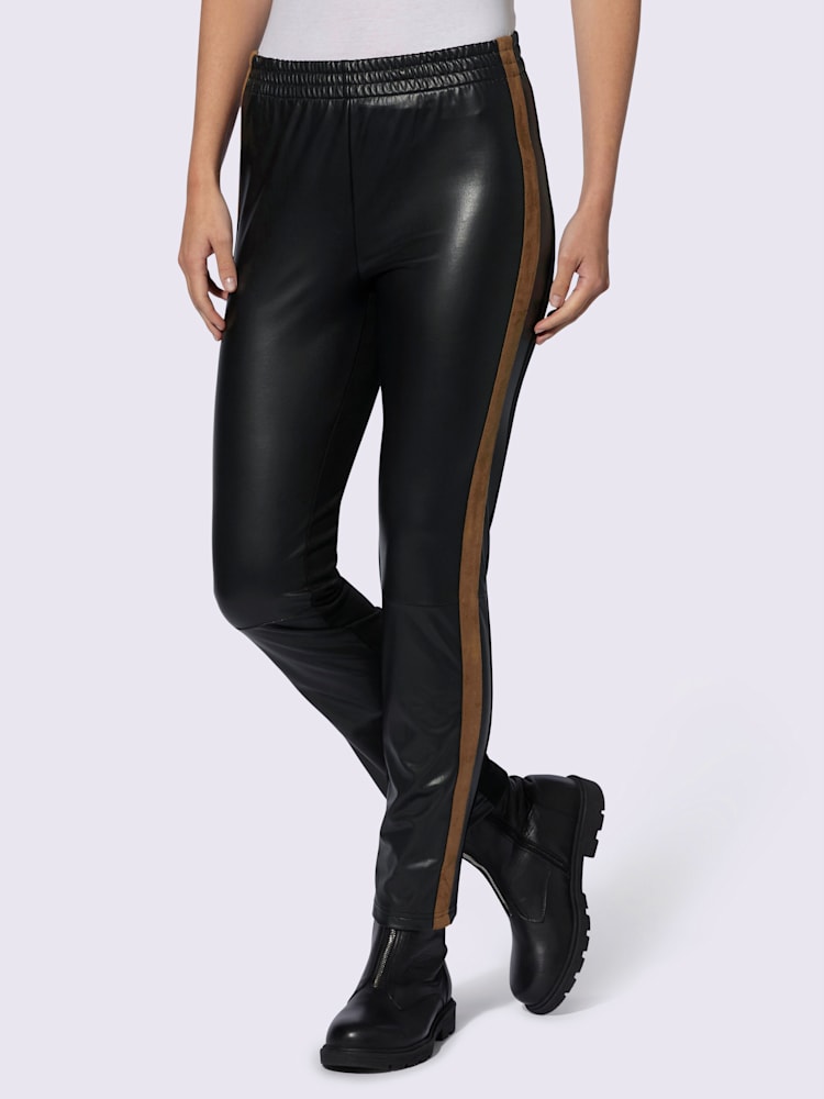 Pantalon en synthétique imitation cuir souple, couleur noir, taille 52, marque Rick Cardona - helline