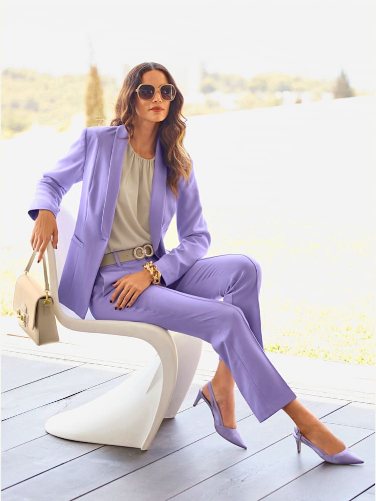Blazer col châle affinant, couleur violet, taille 38, marque Ashley Brooke - helline