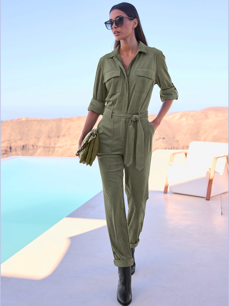 Combinaison toucher velouté, couleur vert, taille 46, marque Rick Cardona - helline