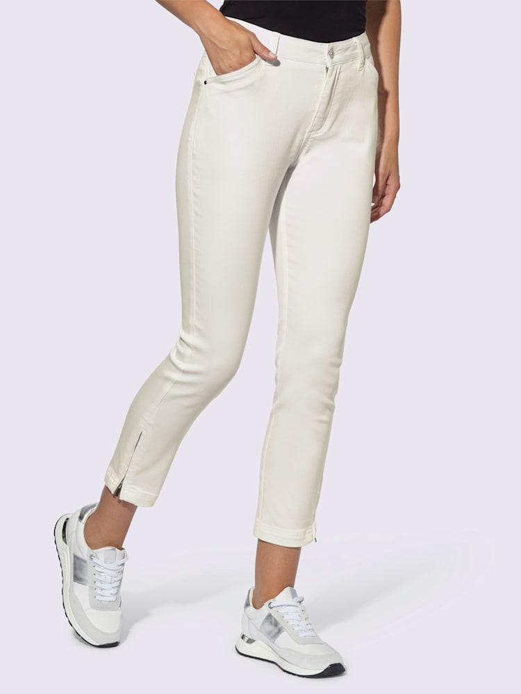 Jean 5 poches effet ventre plat, couleur blanc, taille 40, marque Rick Cardona - helline