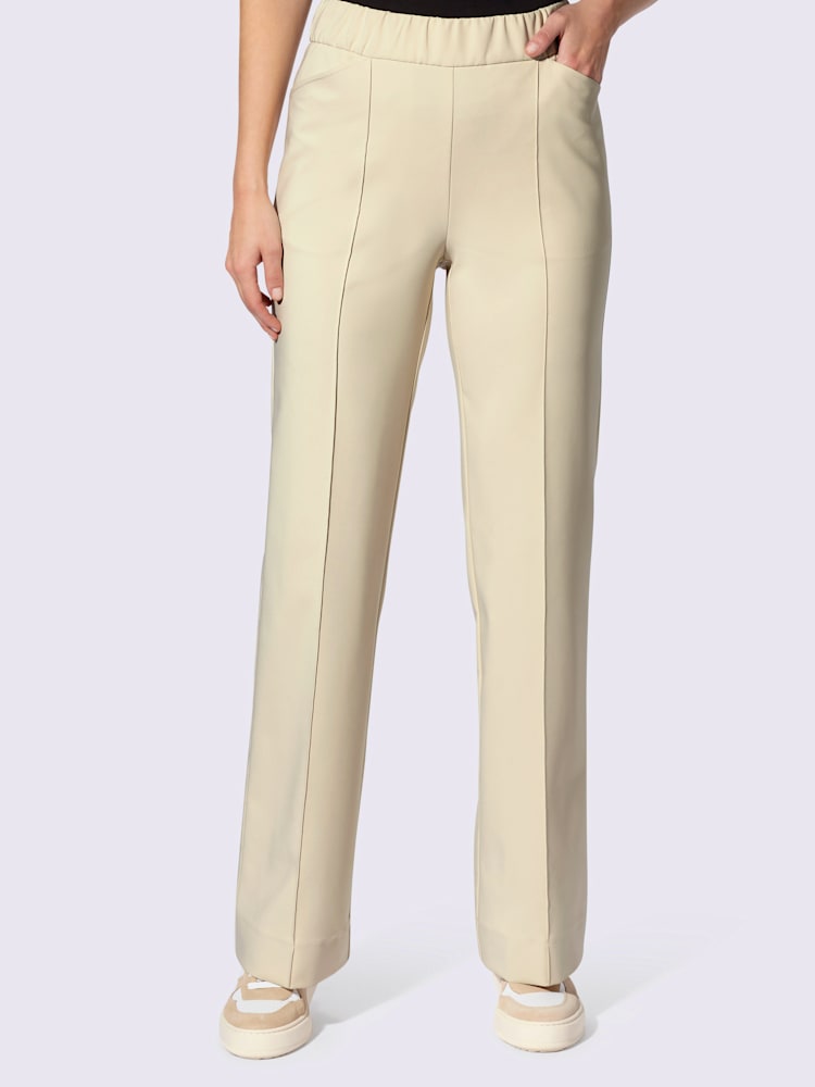 Pantalon plis repassés piqués, aspect soigné, couleur marron, taille 44, marque Rick Cardona - helline