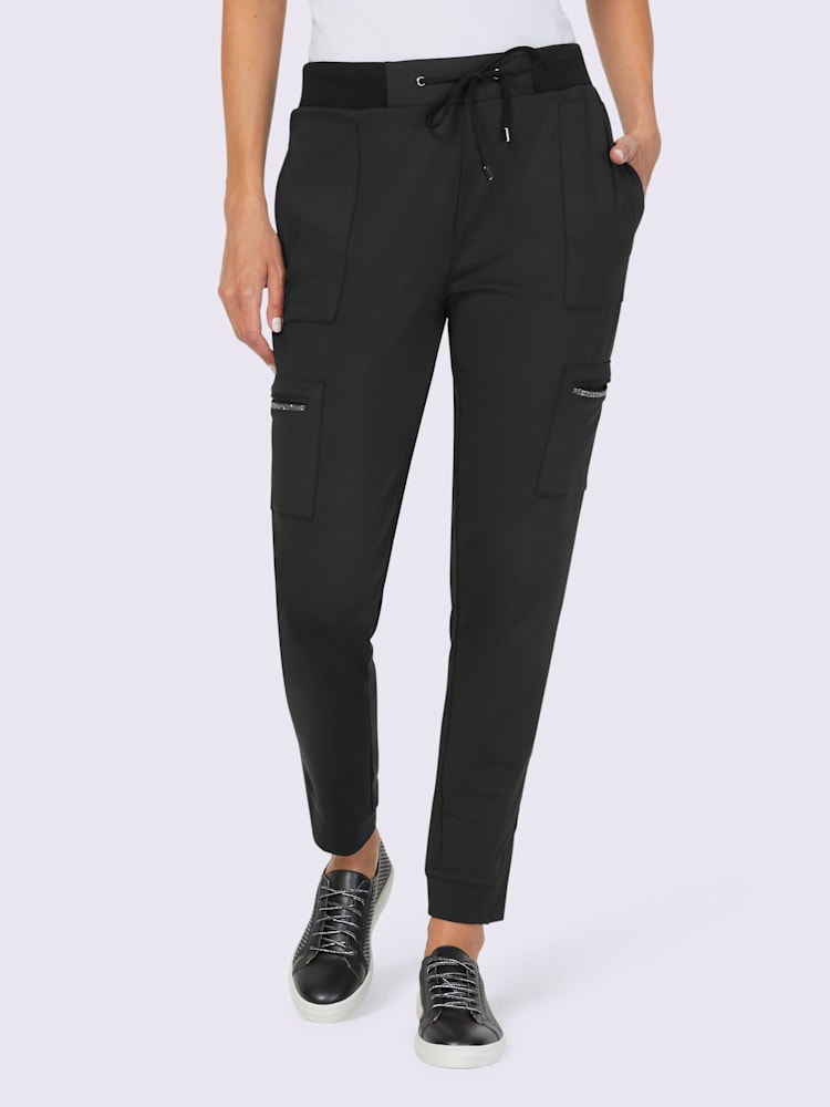 Pantalon en jersey style jogging tendance, couleur noir, taille 36, marque Rick Cardona - helline