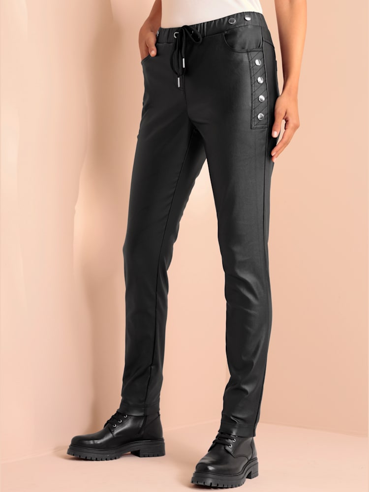 Pantalon jogpant revêtement mat et brillant, couleur noir, taille 52, marque Rick Cardona - helline