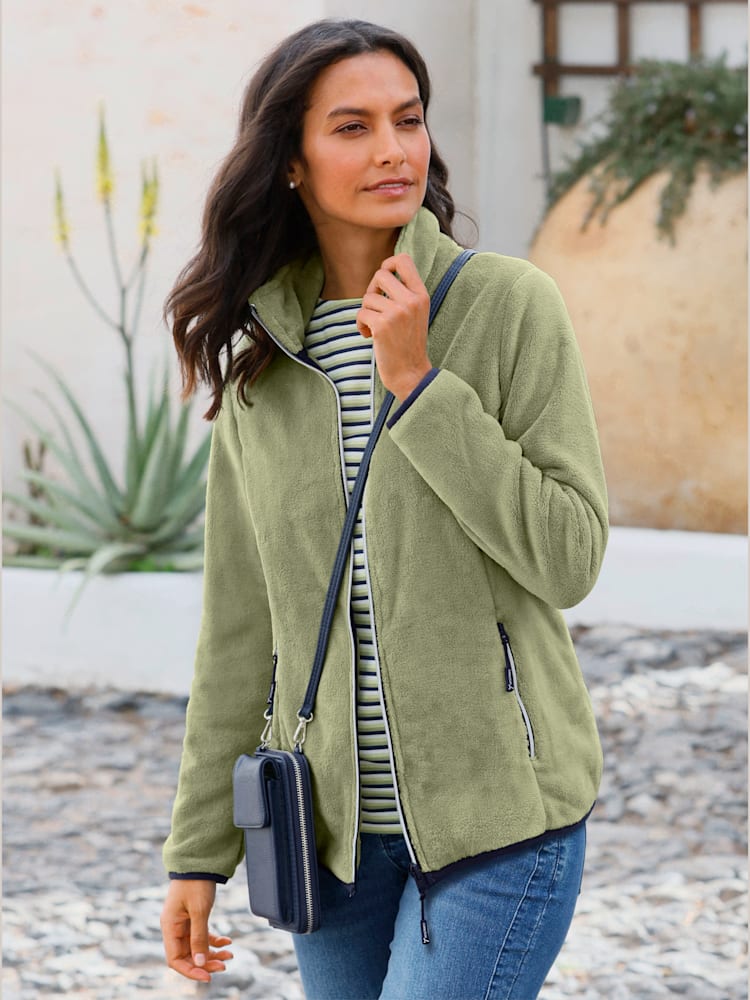 Veste polaire qualité ultra-douce, couleur vert, taille 38, marque Collection L - helline