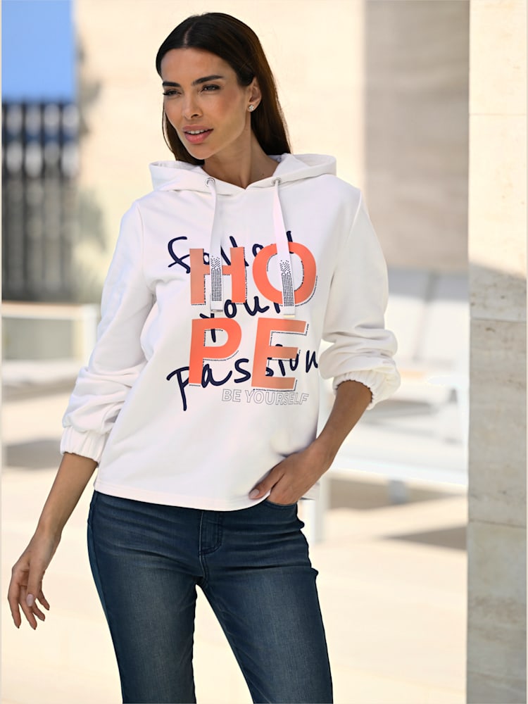 Sweatshirt imprimé mode, couleur couleur ivoire, taille 42, marque Rick Cardona - helline