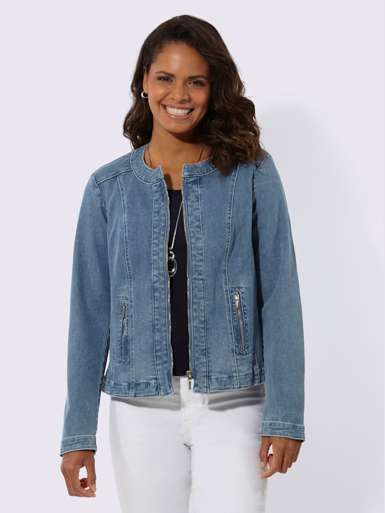 Blazer en jean 96% coton, couleur bleu, taille 42, marque Collection L - helline