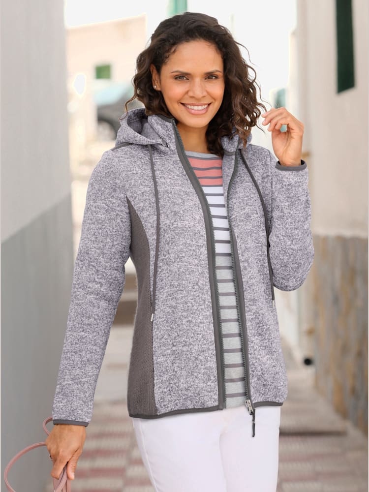 Veste en polaire qualité tricot-polaire, couleur gris, taille 54, marque Collection L - helline