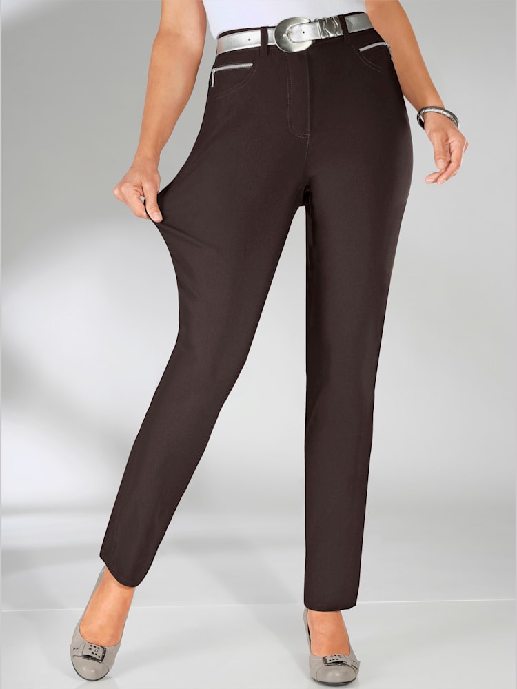 Pantalon d'hiver femme coupe indémodable, couleur marron, taille 52, marque Stehmann Comfort line - helline