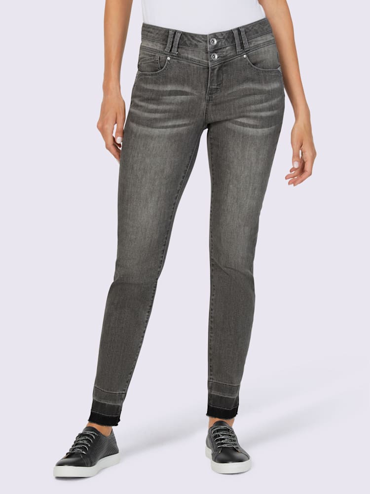 Jean skinny pierres brillantes sur les poches, couleur gris, taille 44, marque Rick Cardona - helline