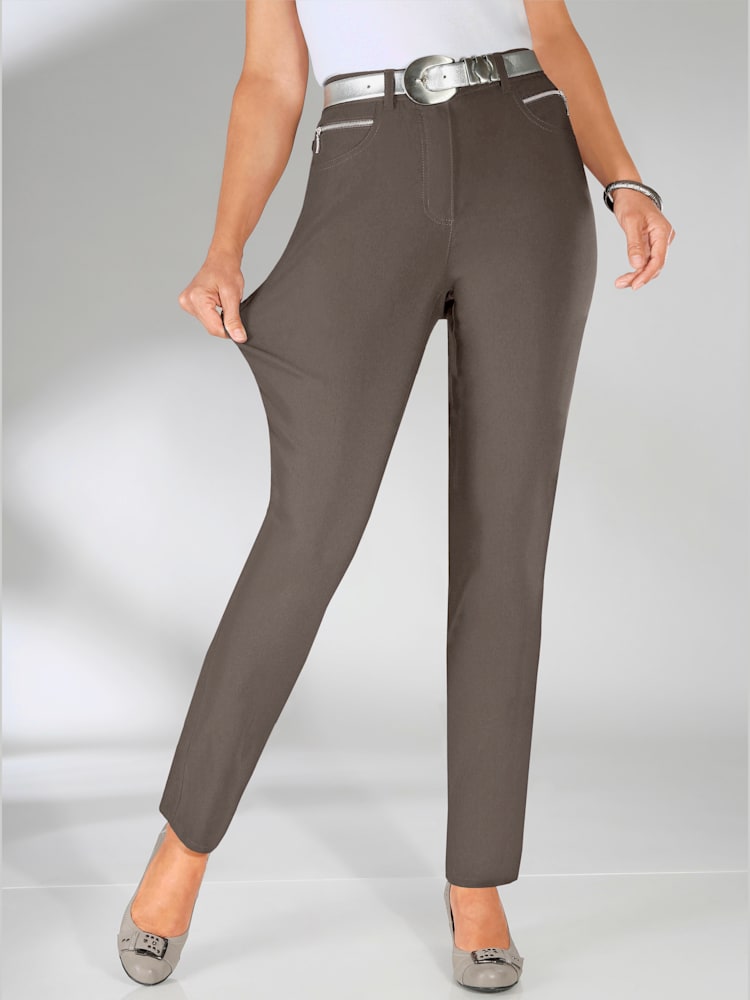 Pantalon d'hiver femme coupe indémodable, couleur marron, taille 44, marque Stehmann Comfort line - helline