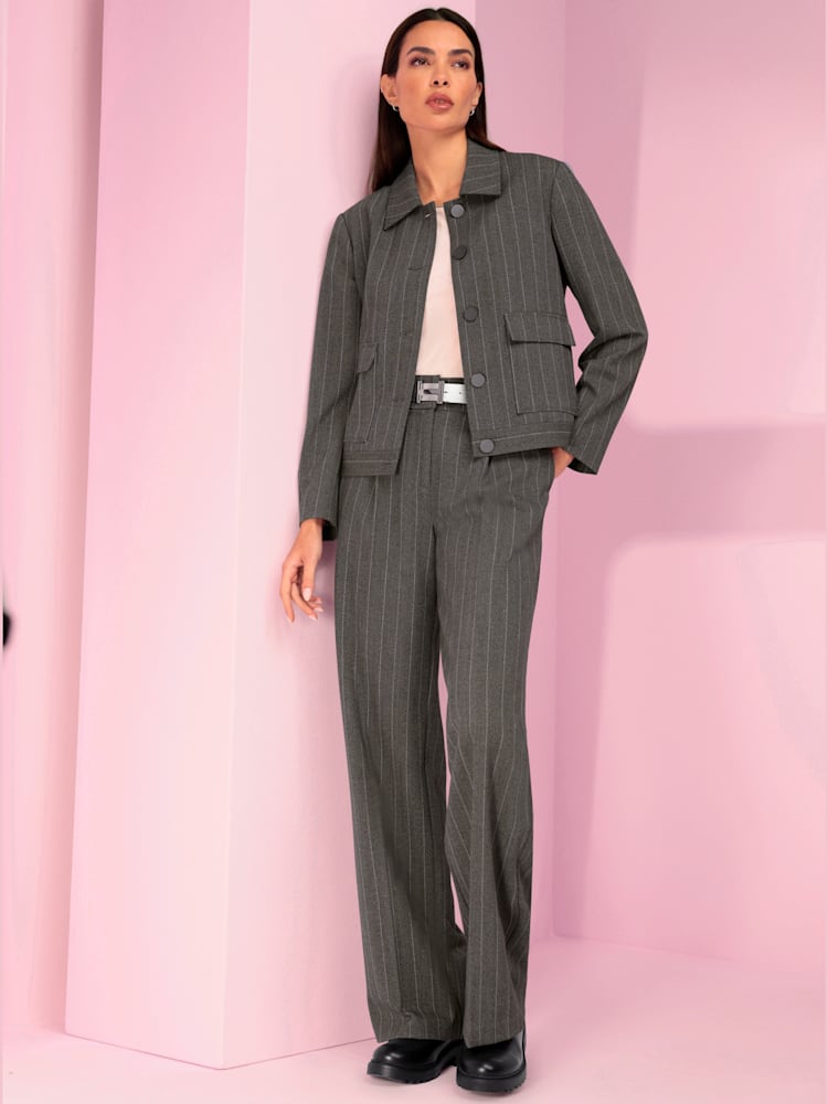 Veste blazer fines rayures classiques, couleur marron, taille 44, marque Rick Cardona - helline