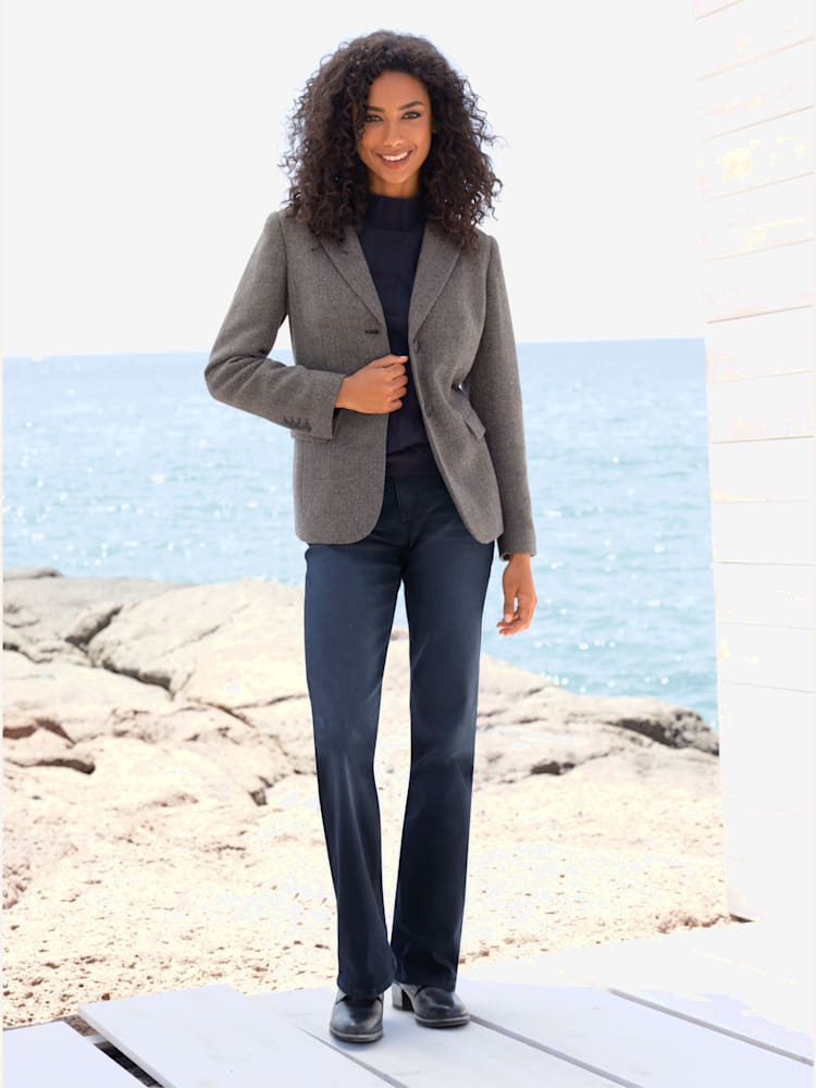 Blazer motif sergé chevron, couleur bleu, taille 38, marque Linea Tesini - helline