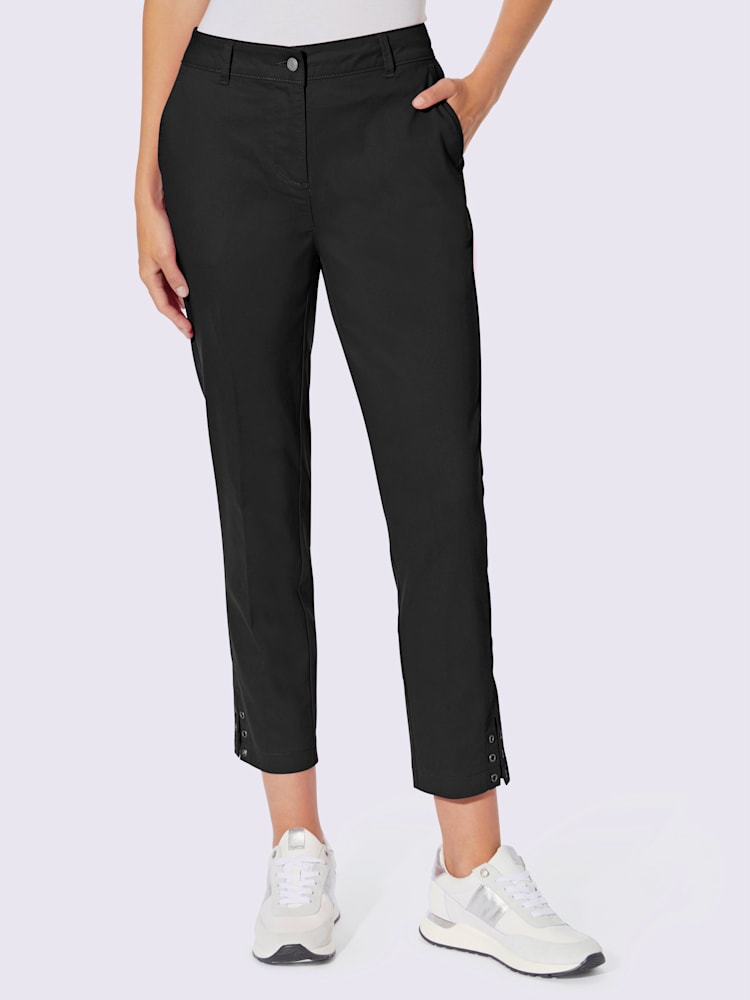 Pantalon 7/8 œillets au bas des jambes, couleur noir, taille 48, marque Rick Cardona - helline