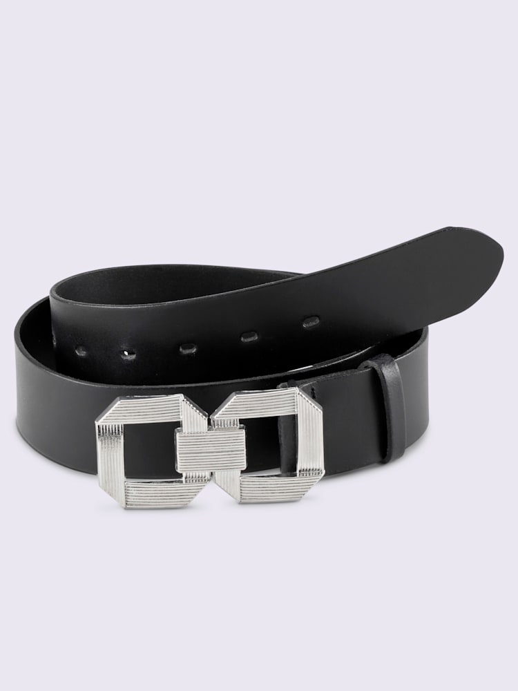 Ceinture de fabrication allemande, couleur : noir uni, taille 105, 73% cuir de vache;27% métal - helline