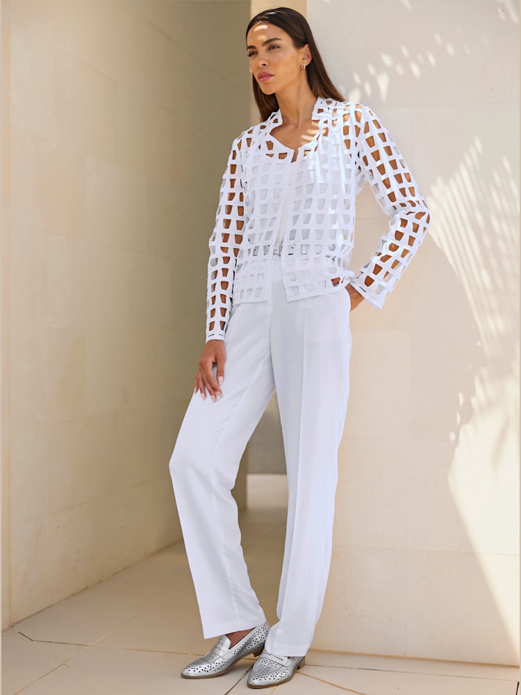 Blazer chemisier superbe et tendance, couleur couleur ivoire, taille 44, marque Rick Cardona - helline