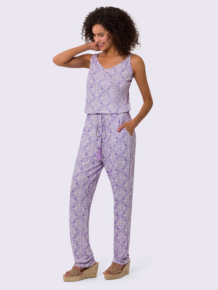 Combinaison qualité jersey extensible, souple et confortable, couleur violet, taille 42, marque Linea Tesini - helline