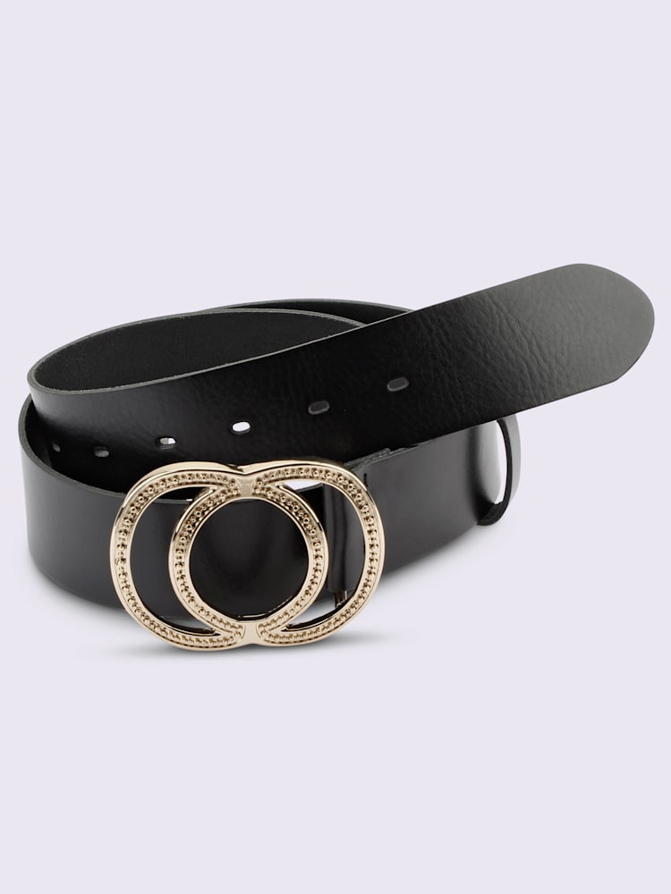 Ceinture cuir vachette, couleur noir, taille 105 - helline