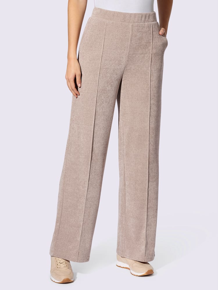 Pantalon en jersey toucher très doux, couleur marron, taille 48, marque Linea Tesini - helline