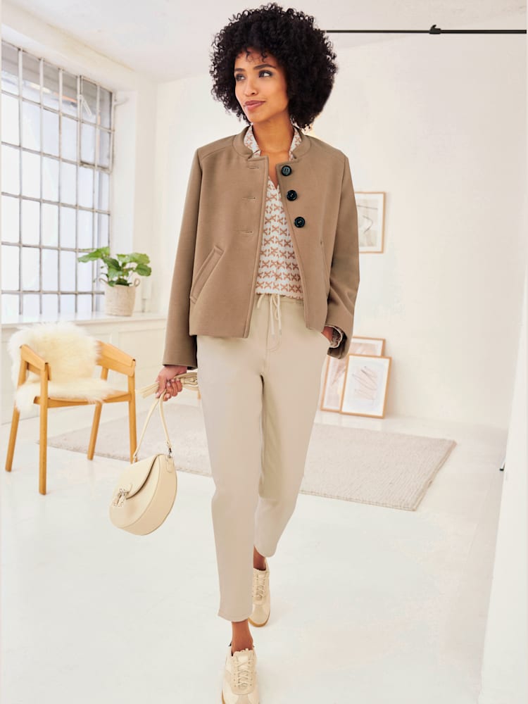 Veste blazer qualité moelleuse, couleur marron, taille 52, marque Linea Tesini - helline