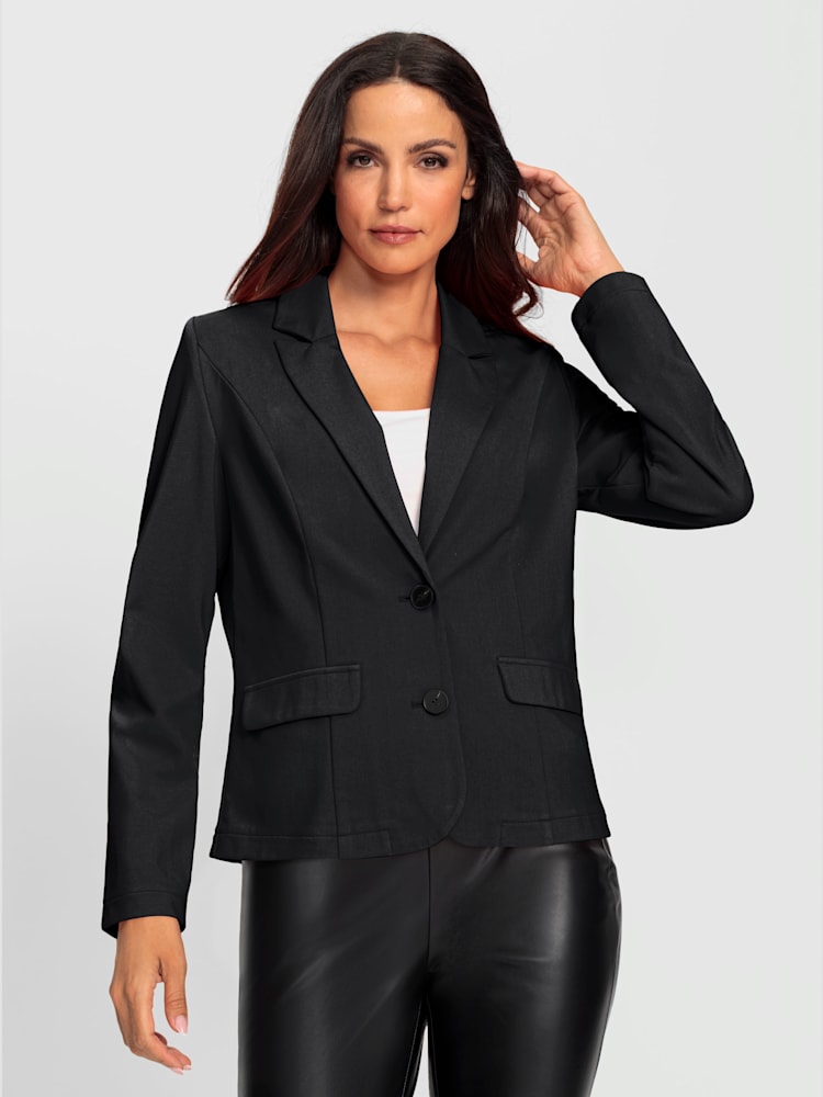 Blazer en jersey qualité viscose douce, couleur noir, taille 40, marque Ashley Brooke - helline
